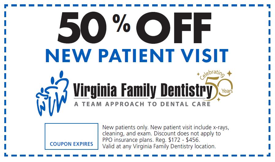 Coupon for 50% off a New Patient Cleaning Visit at Virginia Family Dentistry